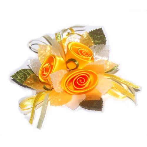 Boutonnière de Mariage Jaune Orangé