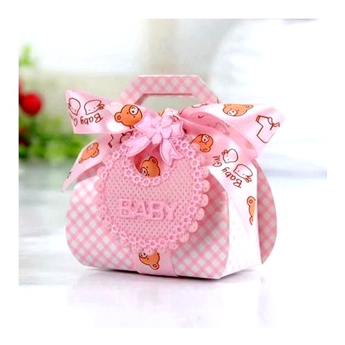 Boîtes à dragées bapteme ourson rose ou bleu 6 pièces