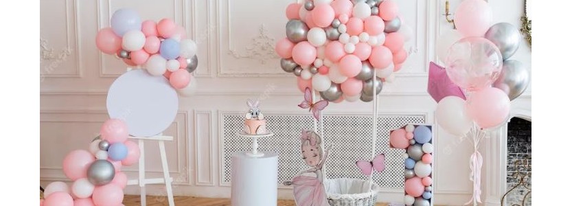 8 Ballons de Baudruche Blanc et Rose - C'est Une Fille - Jour de Fête -  Décoration de salle - Baby Shower