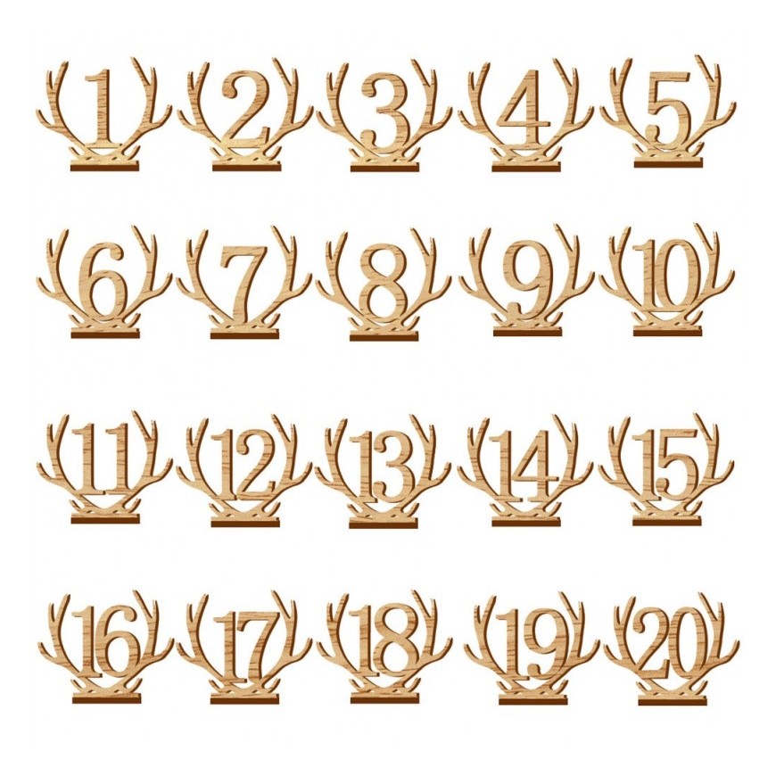 Numero de table en bois - Corne de cerf x 10 pièces