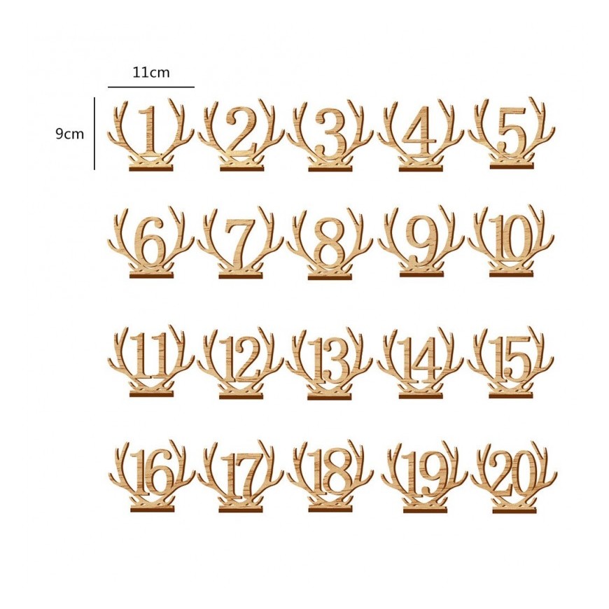 Numero de table en bois - Corne de cerf x 10 pièces