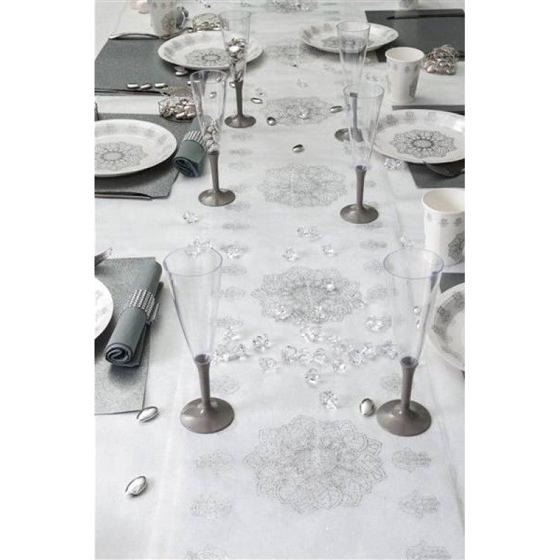 Chemin de Table en gaze – Gris (60x400cm) – Mon Joli Mariage