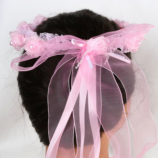 Couronne Diadème Enfant Blanche ou Rose Organza et Perles