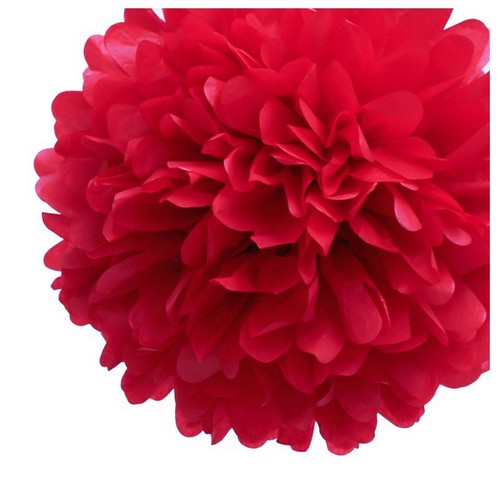 Boule Pompon Papier de Soie Rouge 50 cm Déco Mariage