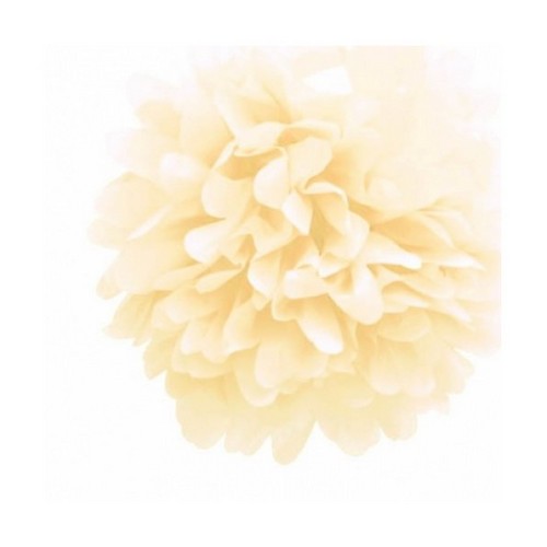 Boule Pompon Papier de Soie Ivoire 50 cm Déco Mariage