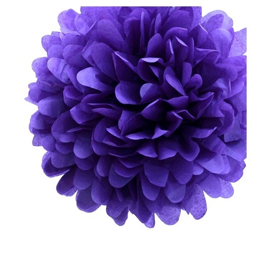 Boule Pompon Papier de Soie Violet 50 cm Déco Mariage
