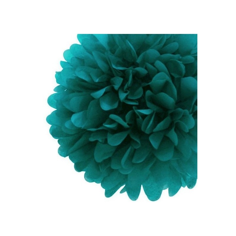 Boule Pompon Papier de Soie Vert Emeraude 35 cm 