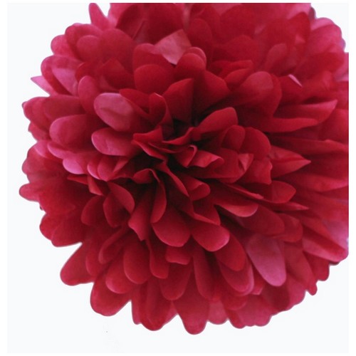 Pompon Papier de Soie Bordeaux 50 cm Déco Salle Mariage