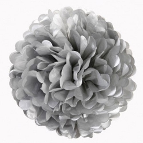 Pompon Papier de Soie Gris 35 cm 