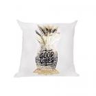 Housse de coussin ananas blanc et or