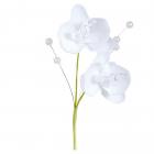 6 fleurs double orchidées royales blanches avec perles