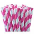 25 Pailles rayures blanche et rose fuchsia - deco candy bar 