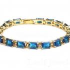 Bracelet Femme Bijoux Plaqué Or Oxyde de Zirconium Bleu 