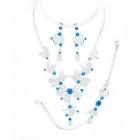 Parure Mariage Bijoux Ton Argent Cristal Bleu Royal (3 pièces)