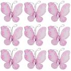 Petit Papillon Pierre et Paillettes Strass Rose (lot de 10)