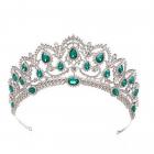 Diadème Mariage Princesse Argent Rhodié Vert Emeraude