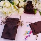 10 Sacs Sachets a Dragées Satin Chocolat 