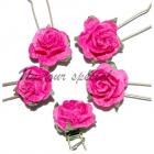 Pic-chignon Epingle Cheveux Mariage Roses Cartonnées Fuschia Lot de 5 