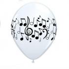 Ballons Mariage " Note de Musique" Noir et blanc (lot de 5)