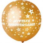 Ballon géant or "Joyeux anniversaire" diamètre 80 cm