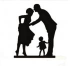 Figurine silhouette mariés avec enfant