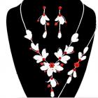 Parure de Bijoux Mariage Ton Argent Cristal Rouge (3 pièces)