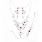 Parure Mariage Femme Bijoux Argenté Cristal Violet  (3 pièces)