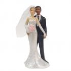 Figurine couple de mariés mixte, homme de couleur et femme blanche