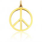 Pendentif chaine et médaille Peace and Love ton or jaune