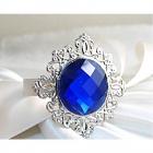 Rond de serviette mariage bague diamant bleu marine