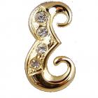 Broche Bijou Femme Lettre  E  Métal doré Cristal Clair