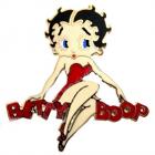 Broche Femme Bijoux Plaqué Or Betty Boop Pose Robe Rouge