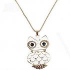 Pendentif Bijoux Femme Collier Chouette Hibou Email Plaqué Or