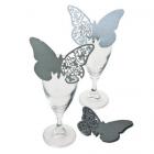 Marque-place Papillon Dentelle Argent (lot de 10)