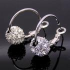 Boucles d'oreille anneau rhodié ton argent cristal clair