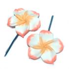 Pinces à cheveux fleur hawaienne polymère blanche et orange thème tropical ( lot de 2 )
