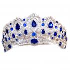 Diadème Mariage Serre tete Argenté Cristal Bleu Royal 