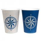 Gobelets carton bord de mer rose des vents (lot de 10)