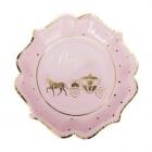 8 Assiettes Princesse et Carrosse Rose et Or