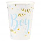 Gobelets Baby Shower Bleu Blanc Or (Lot de 10)