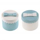 Boîtes à dragées rondes 5 cm blanc et bleu