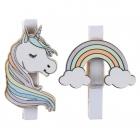 Licorne sur pince en bois (lot de 6 