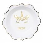 Assiettes licorne dorée 23 cm (lot de 8)