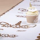 Chemin de table lin jolie licorne champagne 28cm x 5m