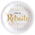 Assiettes Vive la Retraite Blanc et Or (lot de 10)