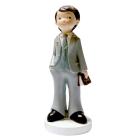 Figurine communiant chic en costume gris