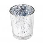 6 Bougeoirs mariage en verre argent effet métallisé