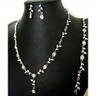 Parure de bijoux mariage strass rose 3 pièces 