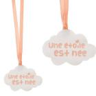 Sachets à dragées baptême  nuage corail - Lot de 4