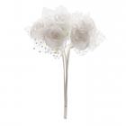 Fleurs artificielles et tulle à pois blancs 12 cm